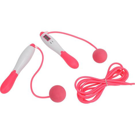Corde à sauter sans fil avec compteur, 4 modes réglables, fil d'acier, équipement de fitness rose (1/5)