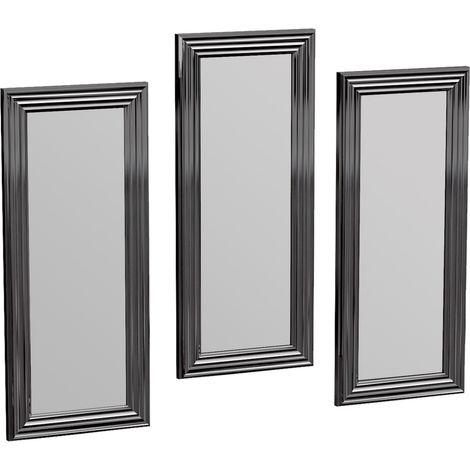 Specchio Guarcino, Modulabile, set da 3, Forma Rettangolare, 30x70h cm Argento
