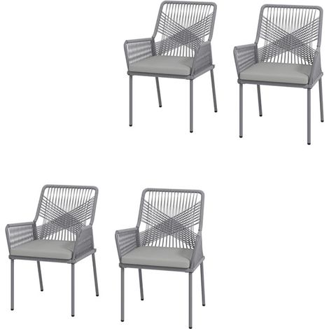 4er-Set gartenstuhl Rattan Gartenmöbel mit Armlehne Rückenlehne abnehmbar Sitzkissen wetterfest Outdoor Essstühle Gartenstühle Balkonstuhl Rattanstuhl für Garten Balkon Terrasse Dunkelgrau