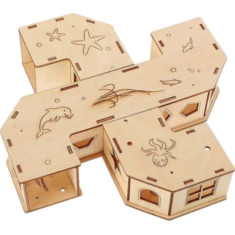 Labyrinthtunnel aus Holz für Hamster, Spielzeug für Kleintiere – 22 x 22 x 5 cm (1/2)