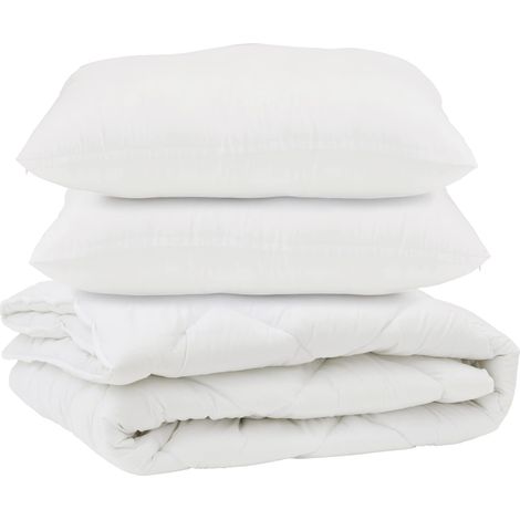 Couette avec oreiller 3 pcs Blanc Microfibre (1/5)