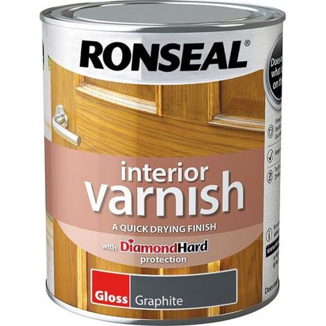 Ronseal Interior Wood Varnish - Graphite - Gloss - 750ml