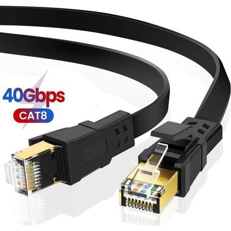 Câble Ethernet Cat 8 - OUTUOTWQ - 5M - Débit 40Gbps - Bande passante 2000MHz - Plat-Ywey (1/5)