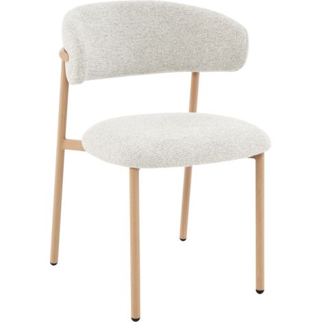 Amadeus - Chaise de salle à manger en tissu beige avec piètement finition chêne Curve (lot de 2) (1/3)