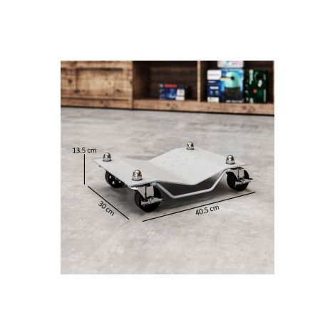 Paire de chariots de déplacement gris pour voiture avec 4 roulettes et aide au changement de pneus, pour garage et atelier (1/5)