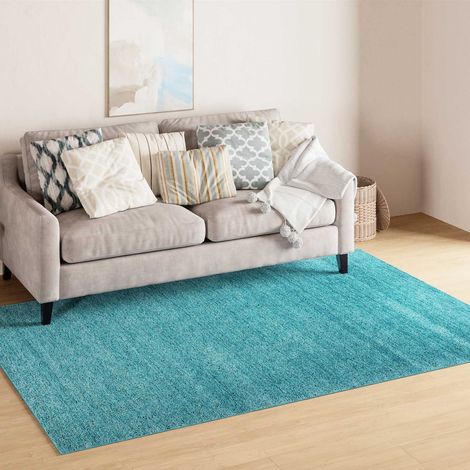 Tapis Gabbeh tissé Tapis Uni - Tapis en laine  - 250x200cm, Rectangular - 100% Laine vierge - Tissé main - Turquoise