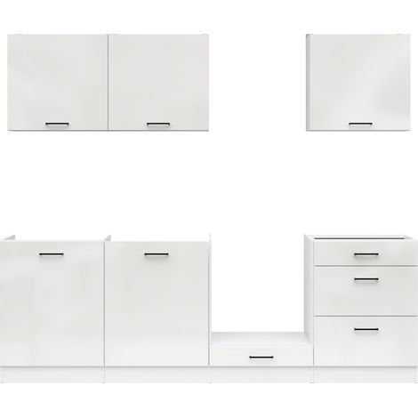 Cuisine complète 240 cm, Ensemble de meuble de cuisine coloris Blanc / Craie - plan de travail non inclus (1/5)