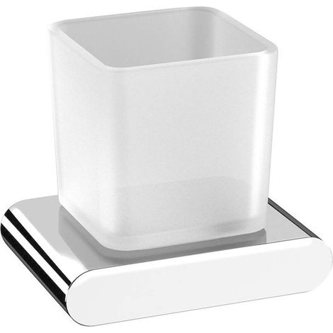Sapho Flori - Bicchiere portaspazzolini e dentifricio con supporto, vetro opaco/cromo RF004