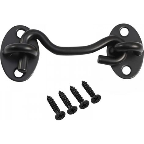 Crochet de porte et fenêtre en acier inoxydable 3 pouces noir adapté pour serrure de porte de grange, volet de fenêtre, 1 pièce (1/5)
