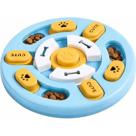 Jouet Puzzle Interactif pour Chien Bleu et Jaune, Gamelle Anti-Glouton, Jeu de Friandises avec Compartiments Cachés, Stimulation Mentale, Plastique ABS (1/5)