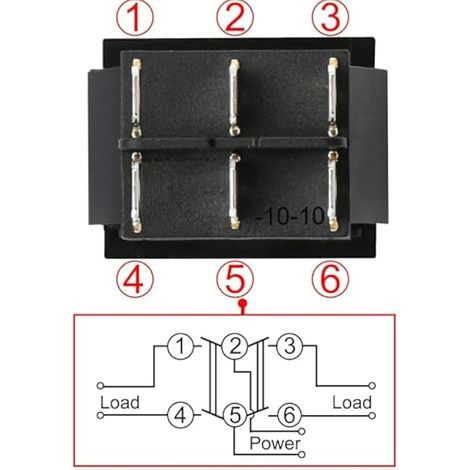 Lot de 4 interrupteurs à bascule ON-OFF ON 6 terminaux 16 A 250 VAC Noir (1/4)