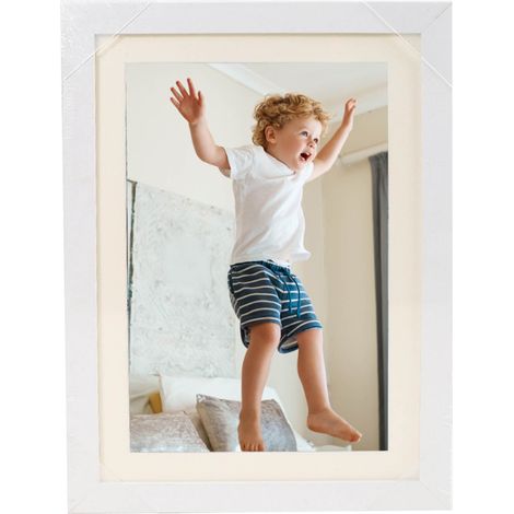 Cadre photo en bois, table, boîte de rangement pour peinture à l'huile, couvercle rabattable pour enfants, cadre photo DIY, Blanc (1/5)