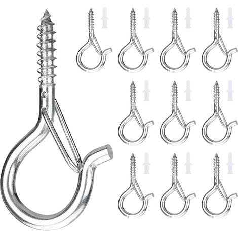 10 Pièces Argent Crochet a Visser M4,Piton à Visser Mural Vis Crochet (1/5)
