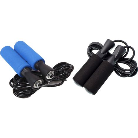 Corde à Sauter Réglable - Câble en Acier - Poignées Antidérapantes en Mousse - Pour Entraînement Fitness Cardio Boxe - 2 Pièces (1/5)