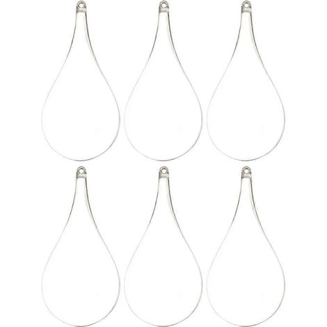 Lot de 6 boules de Noël transparentes à suspendre, à remplir, en forme de goutte d'eau.-5.4X11CM-Transparent (1/3)