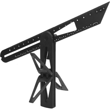 Règle Angulaire Mobile pour Menuiserie / Etabli avec Graduations 6:1 et 8:1 en ABS Noir (1/5)