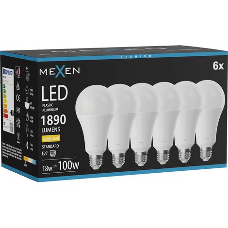 Mexen Nova 6x Ampoule LED E27, A70, 18W, Chaude - 3000K, 1890 lm - L100-E27-1830-01x06 (1/3)