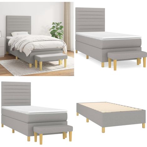 Boxspringbett mit Matratze Hellgrau 90x190 cm Stoff - Boxspringbett - Doppelbett - Bettenrahmen - Schlafsofa - Bettmatratze - Home & Living (1/5)