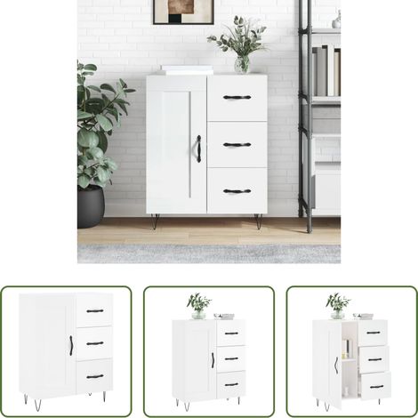 Hochglanz-Weiß - Sideboard Hochglanz-Weiß 69,5x34x90 cm Holzwerkstoff (1/5)