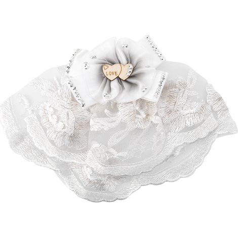 Voile de mariage pour animaux de compagnie, coiffure à fleurs pour chien, accessoire à Clip avec nœud en diamant (1/5)