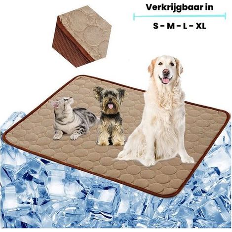 Tappeto rinfrescante per cani e gatti-100 x 70 cm – Tappeto di auto-raffreddamento pet Cuscino fresco senza congelamento Marrone – XL (1/5)