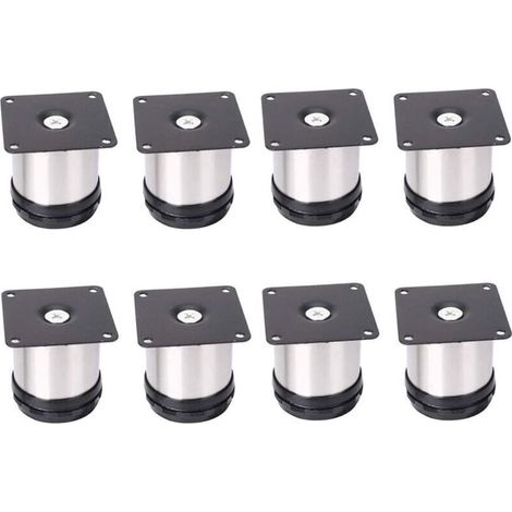 8 Pieds De Meubles RéGlables En Acier Inoxydable,Réglables 50 mm De Hauteur épaissir les pieds d'armoire Pieds de table Pieds de meubles,Acier inoxydable brossé,Hauteur réglable 0-15 mm (1/5)