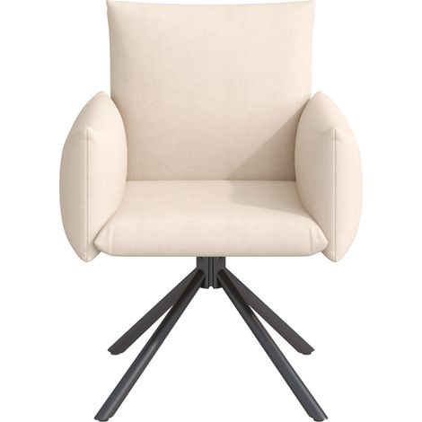 Ausziehbares Esstisch-Set 120/160x80 mit 6 Samtstühlen Weiß/Beige MODENUIT (1/5)