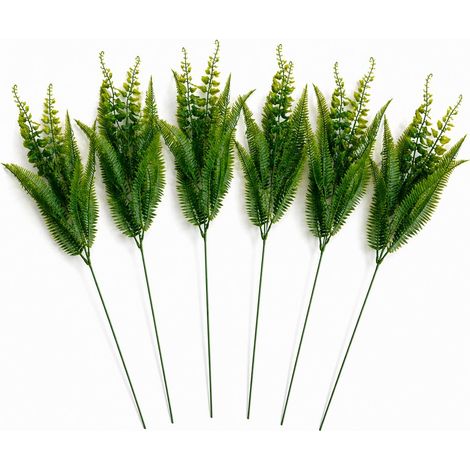 Pack of 6 x 50cm Artificial Fern Mixed Foliage Spray Stem (1/4)