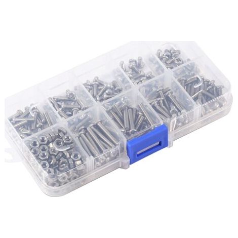 Kit d'assortiment de 340 vis et écrous M3 en acier inoxydable à tête bombée
