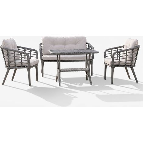 Salon de jardin avec canapé et table basse Manolya - Taupe (1/2)