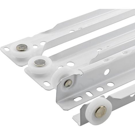 pezzi, 1 coppia di guide per cassetti, lunghezza guida cassetto: 250 mm, guida per cassetto, acciaio zincato, parzialmente estensibile, bianco (1/4)