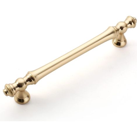 6 Pièces Poignées de Meuble Laiton Brossé, 128mm, en Alliage de Zinc, pour Cuisine, Armoires, Tiroirs et Placards (1/5)