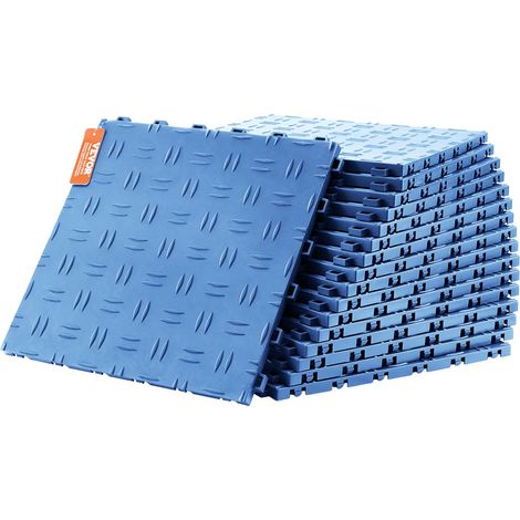 VEVOR Piastrelle per Garage ad Incastro, Confezione da 50, Piastrelle per Pavimentazione Garage in PP, 305 x 305 x 13,4 mm, Texture Antiscivolo per Garage, Seminterrati, Officine di Riparazione, Blu (1/5)
