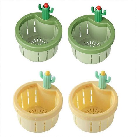 Lot de 4 bouchons d'évier en plastique en forme de cactus, petite crépine d'évier à mailles fines, filtre d'évier de cuisine, panier de vidange facile à rincer (1/5)