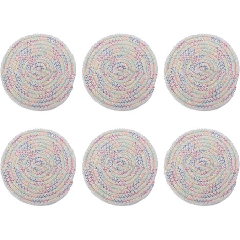 Dessous de verre tissés à la main, absorbants, ronds, résistants à la chaleur, ultra-absorbants, gris clair (1/5)