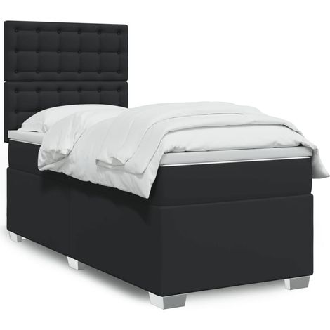 Boxspringbett mit Matratze Schwarz 80x200 cm Kunstleder