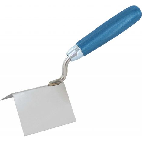 Truelle d'angle extérieur en inox - col droit - manche bois (1/2)