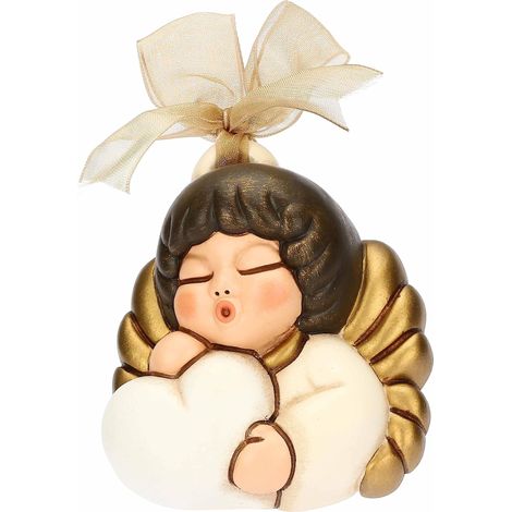 THUN - Miniformella con Iconico Angelo THUN - Cuore in Ceramica Decorata a Mano, Ceramica con Nastro, 7.8x3x6 cm h (1/3)