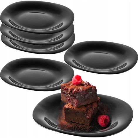 KADAX Dessertteller, Teller-Set, Kuchenteller, Schwarz, 6 Stück