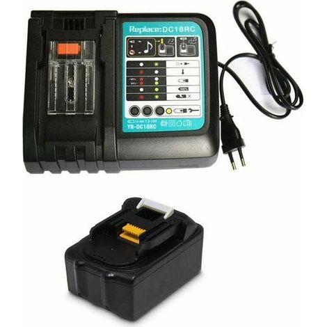 Replacement 14.4V-18V 5.0Ah Akku Chargeur pour Makita Coupe-Herbe DUR181Z Taille-haie Prise européenne DC18RC 3A (avec USB)