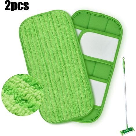 Paquet de 2 tampons de vadrouille en microfibre réutilisables pour recharges de tampons à jet humide 12 pouces, tampons de vadrouille extra épais très résistants (1/5)