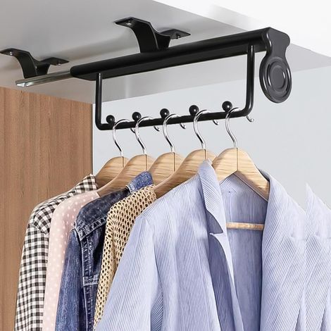 Tringle À Vêtements Extensible Longueur 300 mm Extractible Porte Pantalon Coulissant Porte-Cintres Coulissant Support Tringle Penderie Support Organisateur idéal pour la Garde-Robe (1/5)