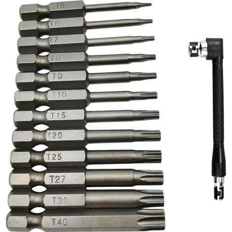 Lot de 12 tournevis à tête Torx T5-T40 Magnétique Tournevis Set Foret Embouts Outils Électriques Kit 50 MM Avec L Porte-embout (1/5)