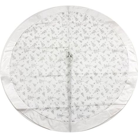 Tappeto bianco e argento gonna copri piede base per albero di natale decorazioni natalizie addobbi cm120 molto bello particolare (1/5)