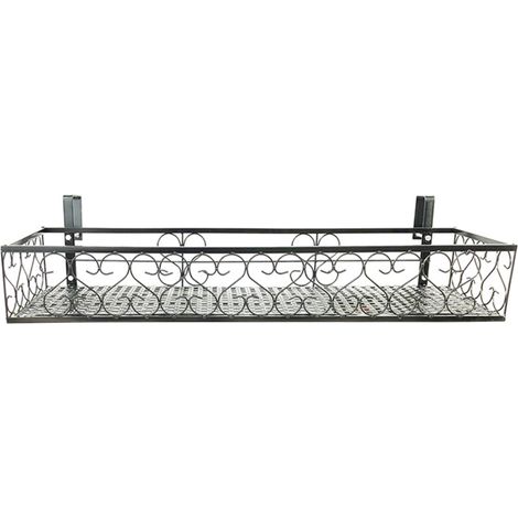Hängendes Blumenregal aus Eisen mit Haken – Balkon-Blumentopfhalter – 1-stöckig – Schwarz (1/5)