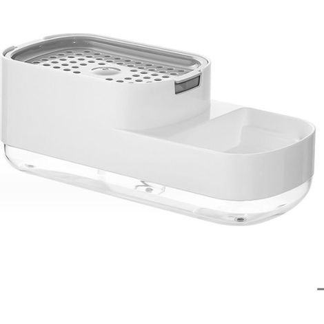Ensemble de distributeur de savon à vaisselle 2 en 1 avec éponge, distributeur de savon pour ustensiles de cuisine, éponge à (1/5)