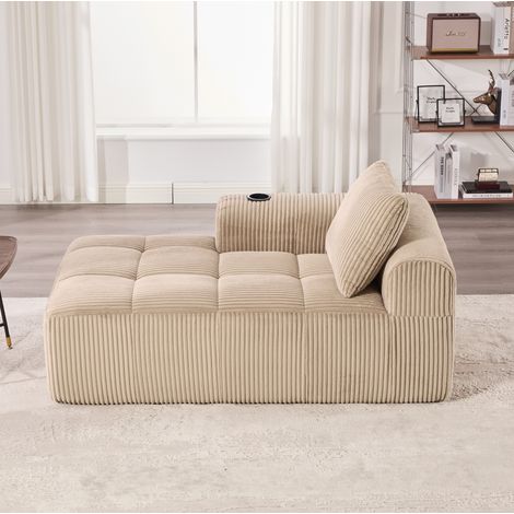 Divano compatto 158/93/61 cm in velluto a coste, con tasche laterali e portabicchieri (1/5)