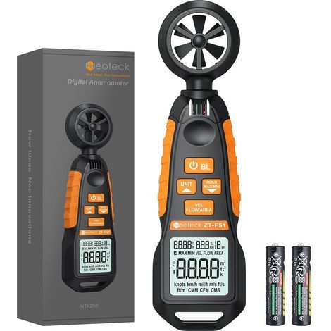 Anémomètre Numérique Portable Écran LCD Anemometre Extérieur Intérieur VMC pour Vitesse de Vent Mesure d'Humidité Température pour Camping Randonnée Bateau Cerf-volant Tir Alpinisme (1/5)