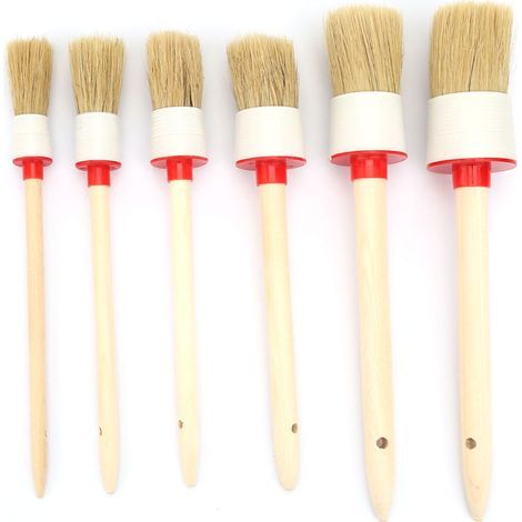 Ensemble de 6 Brosses de Détail Auto en Bois pour Cire et Peinture (1/5)