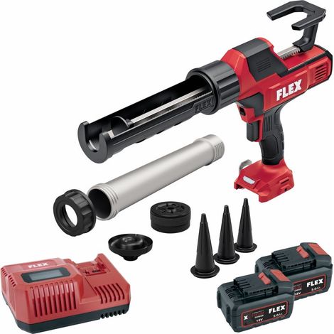 Flex Akku-Kartuschenpresse 18 V CG 310/600 18 Koffer, 2 Akkus 5,0 Ah, Ladegerät